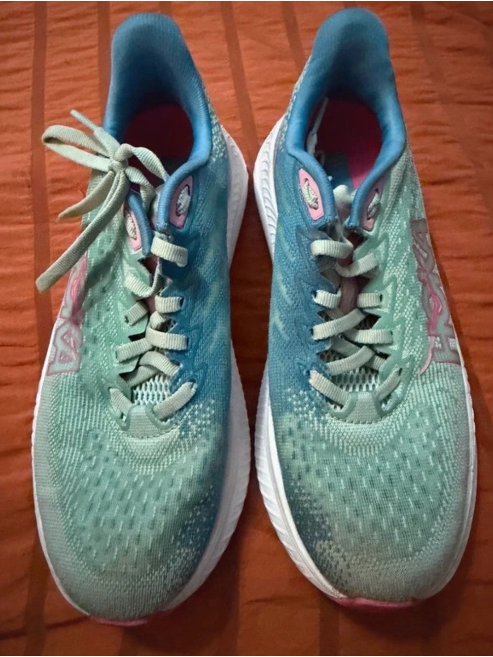 Hoka Women's Athletic Shoes - Mint Green/Teal with Pink Accents